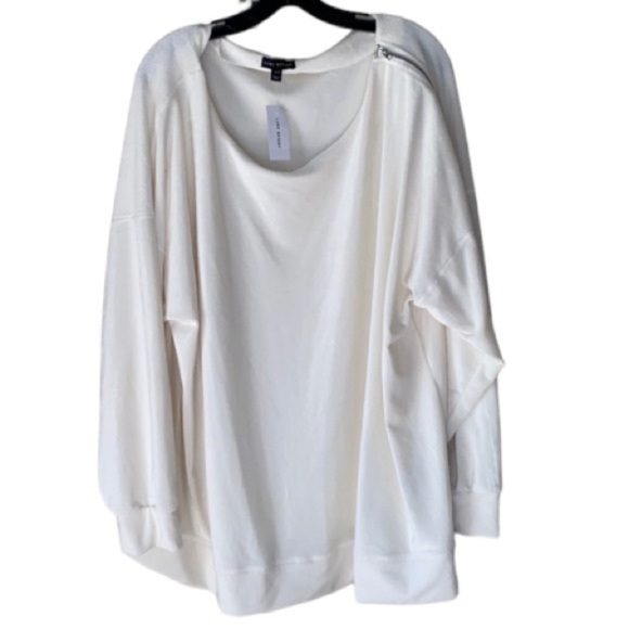 Lane Bryant‎ blouse knit velour ribbed soft zipper shoulder detail NEW 26/28 - Picture 2 of 8